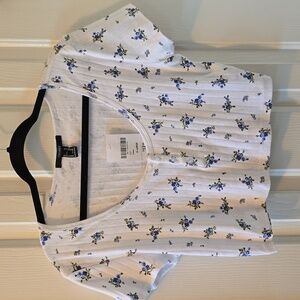 FOREVER 21 WOMENS JUNIOR SIZE WHITE FLORAL SUMMER CROP TOP SIZE XL